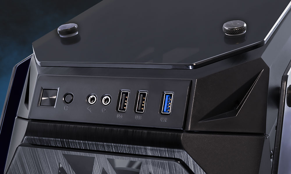 Conexiones superiores de la caja gaming Kraken