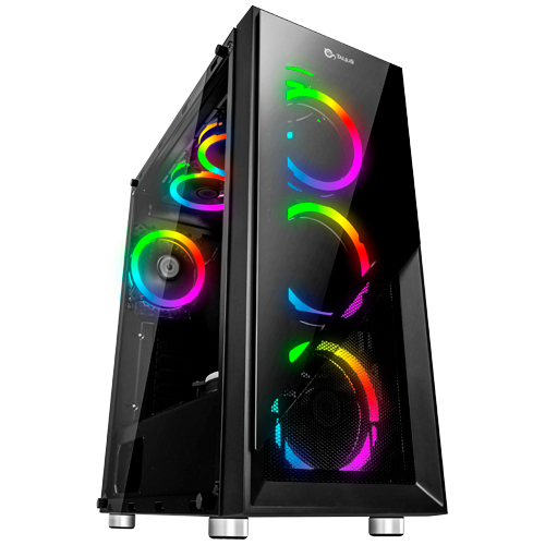 Frontal y lateral caja gaming Valkyria multicolor