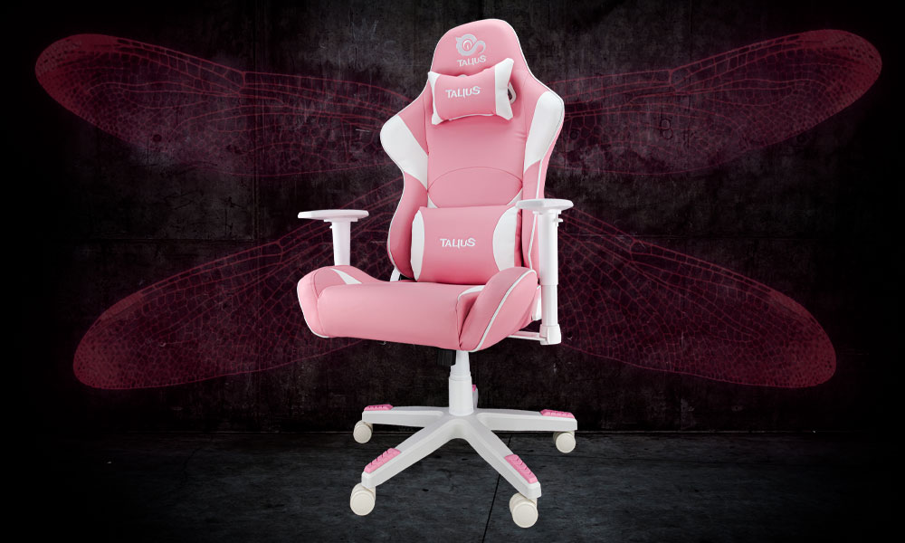 Silla gaming Dragonfly color rosa y blanca